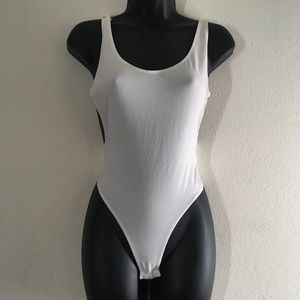 Asos White High Cut Body Suit Woman's Size…